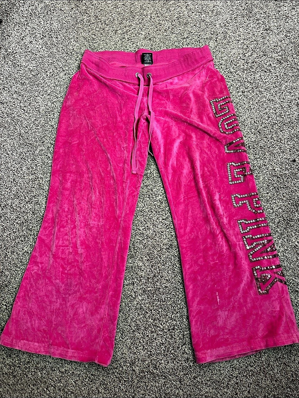 PINK Velour Wide Leg Pants Size Medium